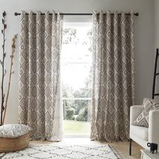 Pineapple Elephant Ziri Geo Lined Eyelet Curtains - Beige (168 W x 229 cm)