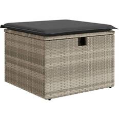 Grijs Loungesets voor Buiten vidaXL Tuinkruk Met Kussen 55 x 55 x 37 cm Poly Rattan Lichtgrijs