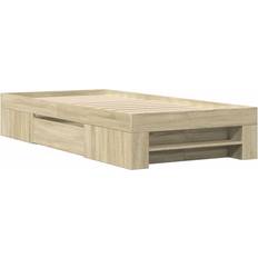 vidaXL Bed Frame without Mattress Sonoma Oak 75x190 cm Small Single Engineered Wood