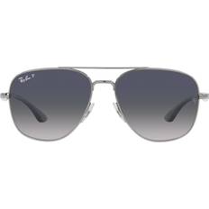 Ray-Ban RB3683 Square Sunglasses - Gunmetal/Blue Gradient Polarized