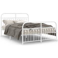 Senge & Madrasser vidaXL Med Sengegavl Og Fodgærde 140x190 cm Metal Hvid Sengeramme