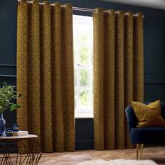 Gold Curtains Paoletti Galaxy Velvet Chenille Eyelet Curtain 168 x 183 cm - Gold