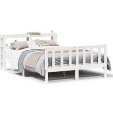 Senge & Madrasser vidaXL Uden Madras 140x200 cm Massivt Fyrretræ Hvid Sengeramme