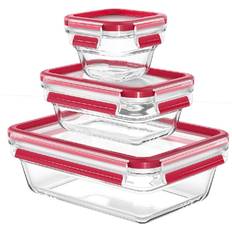 Boîtes de Cuisine EMSA Set Boites Clip & Rectangulaire et Carré - Rouge Boîte de Cuisine 3pcs 0.8L