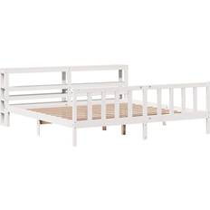 Senge & Madrasser vidaXL Uden Madras 200x200 cm Massivt Fyrretræ Hvid Sengeramme