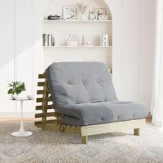 Daybeds Sofas vidaXL Futon Bed With Mattress 100 x 206 x 11 cm Impregnated Wood Pine Sofa 3 Seater