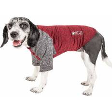 Pet Life Active Hybreed 4-Way Stretch Two-Toned Performance Dog T-Shirt - Maroon with Grey Extra Large