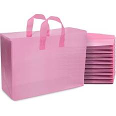 Prime Line Packaging Gift Bags Large, Pink Gift Bags, Frosted Plastic Bags Bulk 16x6x12 50 Pack