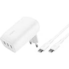 Airpods pro usb c Belkin BoostCharge väggladdare med tre USB-C portar och PPS 67 W, snabbladdare med USB-C PD 3.1 för iPhone 15-serien, MacBook Pro, AirPods, Galaxy, m.fl. kabel för USB-A till USB-C medföljer
