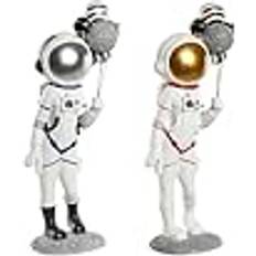 Red Figurines Home ESPRIT Decorative Figure Blue White Red Lady Astronaut 16 x 12 x 41 cm (2 Units) Figurine