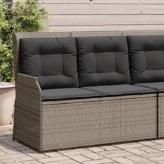 vidaXL Gartenbank Verstellbar Mit Kissen Grau Poly Rattan Lounge-Set