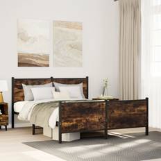 Senge & Madrasser vidaXL Uden Madras 140x200 cm Metal Røget Egetræsfarve Sengeramme