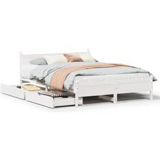 Senge & Madrasser vidaXL Uden Madras 160x200 cm Massivt Fyrretræ Hvid Sengeramme