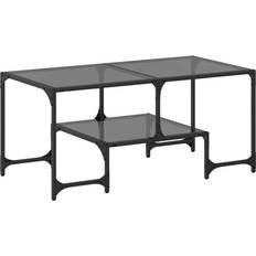 Glas - Rechteckig Couchtische vidaXL Mit Glasplatte Schwarz 98.5 x 50 x 45 cm Stahl Couchtisch