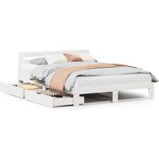 Senge & Madrasser vidaXL Uden Madras 160x200 cm Massivt Fyrretræ Hvid Sengeramme