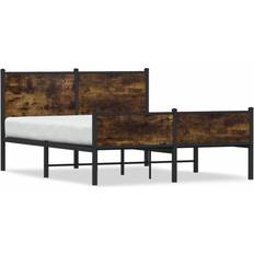 vidaXL Metal Bed Frame With Headboard And Footboard Bed Smoked Oak King Size