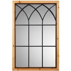 Alexandra House Living Svart Metall Med Furu Ram 90 x 60 cm Väggspegel 60x60cm