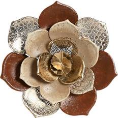 Home ESPRIT Gyllene Terrakota n Modern Blomster 51 x 6.5 x 51 cm Väggdekor