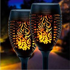 Solar Lights Outdoor Garden Flickering Dancing Flame Lights - LED Waterproof Ground Lights for Landscape