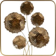 Guld Vægdekorationer Home ESPRIT Gylden Blomst Vægdekoration 50 x 5 x 50 cm Vægdekorationer 50x50cm