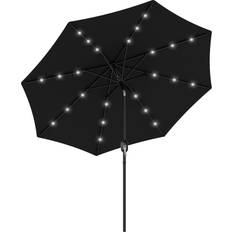 Garden parasol with lights OutSunny 24 LED Solar Powered Parasol Umbrella Garden Tilt Black - One Size