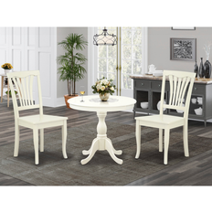 Linen Dining Sets East West Furniture AMAV3-LWH-W Piece Antique Table Linen White Dining Set 3