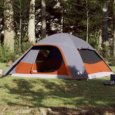 vidaXL (grey and orange, 6-person) Family Tent Dome 6-Person Lightweight Tent Camping Tent Waterproof