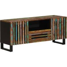 Retractable Drawers TV Benches vidaXL Solid Acacia Wood Multicolored TV Bench 100x46cm