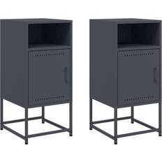 Møbler vidaXL Sengeborde 2 Stk 36x39x78 cm Stål Antracitgrå Sengebord