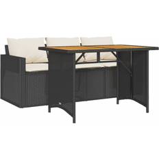 Rattan Patio Dining Sets Garden & Outdoor Furniture vidaXL Garden 2 Piece with Cushions 3-Seater Sofa Black Poly Rattan Patio Dining Set