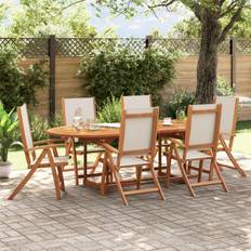 Garden & Outdoor Furniture vidaXL Folding Chairs 6 pcs Solid Wood Acacia and Textilene Garden Dining Chair