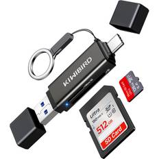 KiwiBird USB C SD Card Reader, Micro SD to USB 3.0 Type C OTG Adapter for SDHC SDXC Micro SDXC/SDHC UHS-I Cards Compatible with iPhone 15 Plus Pro Max MacBook