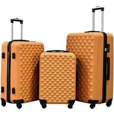 Groundlevel 3pc Abs 4 Wheel Diamond Luggage Set Orange