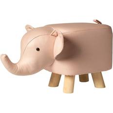 Fløjl Fodskamler Dacore Elefant Skammel Med Træben 50 x 25 x 30 cm Rosa Fodskammel