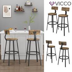 Sitzhocker Vicco Barhocker Caracas Eiche Rustikal 35.7 x 35.7 cm 2er Set - Schwarz Sitzhocker 2Stk.