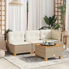vidaXL Sofamodul Til Haven Med Hynder Polyrattan Beige Loungesæt