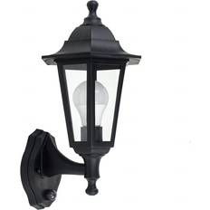 ValueLights Traditional Style Black Outdoor PIR Motion Sensor IP44 Rated Lantern - Complete with 1 x 6w LED ES E27 Bulb Wall light