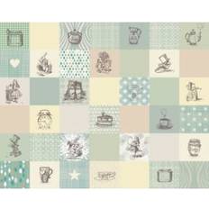 Retro Illustrations Mural - Green W300 cm x H 240 cm