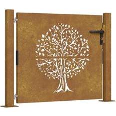 Metal Enclosures vidaXL Garden Gate Fence 105x80 cm Corten Steel Tree Design