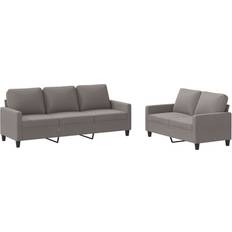 Gul - Sofagrupper Sofaer vidaXL Sofasæt 2 Dele Med Hynder Stof Gråbrun Sofa