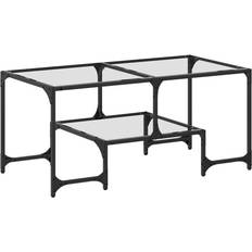 Glass - Rectangular Coffee Tables vidaXL With Transparent Glass Top 98.5 x 50 x 45 cm Steel Coffee Table