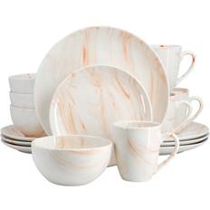 Fine Marble 16-Piece Porcelain Dinnerware Orange