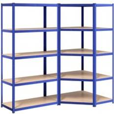 Scaffali saldi vidaXL 5-Layer Shelves 2 pcs Blue Steel & Engineered Wood Shelving System