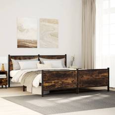 180 cm - Eg Sengerammer vidaXL Uden Madras 180x200 cm Metal Røget Egetræsfarve Sengeramme