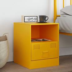 Green Bedside Tables vidaXL Cabinet Mustard Yellow 34.5x39x44 cm Steel Bedside Table