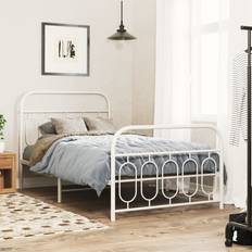 Stål Sängramar vidaXL Med Huvudgavel Och Fotgavel Vit Metall 100x190 cm Sängram