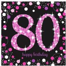 Servilletas de papel Amscan pink 80th birthday celebration lunch napkins (pack of 16) sg11965
