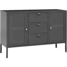 Nero Madie vidaXL Credenza Anthracite 105x35x70 cm Steel and Tempered Glass Cabinet Furniture Madia