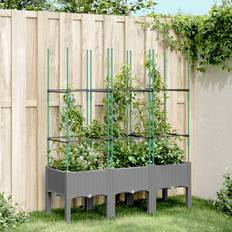 Grey Outdoor Planter Boxes vidaXL Garden Planter with Trellis 120 x 40 x 142,5 cm
