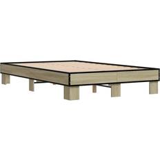 120 cm - Eg Sengerammer vidaXL Bettgestell Sonoma-Eiche 120x200 cm Holzwerkstoff und Metall Bettrahmen